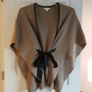 Tie front sweater cape/poncho